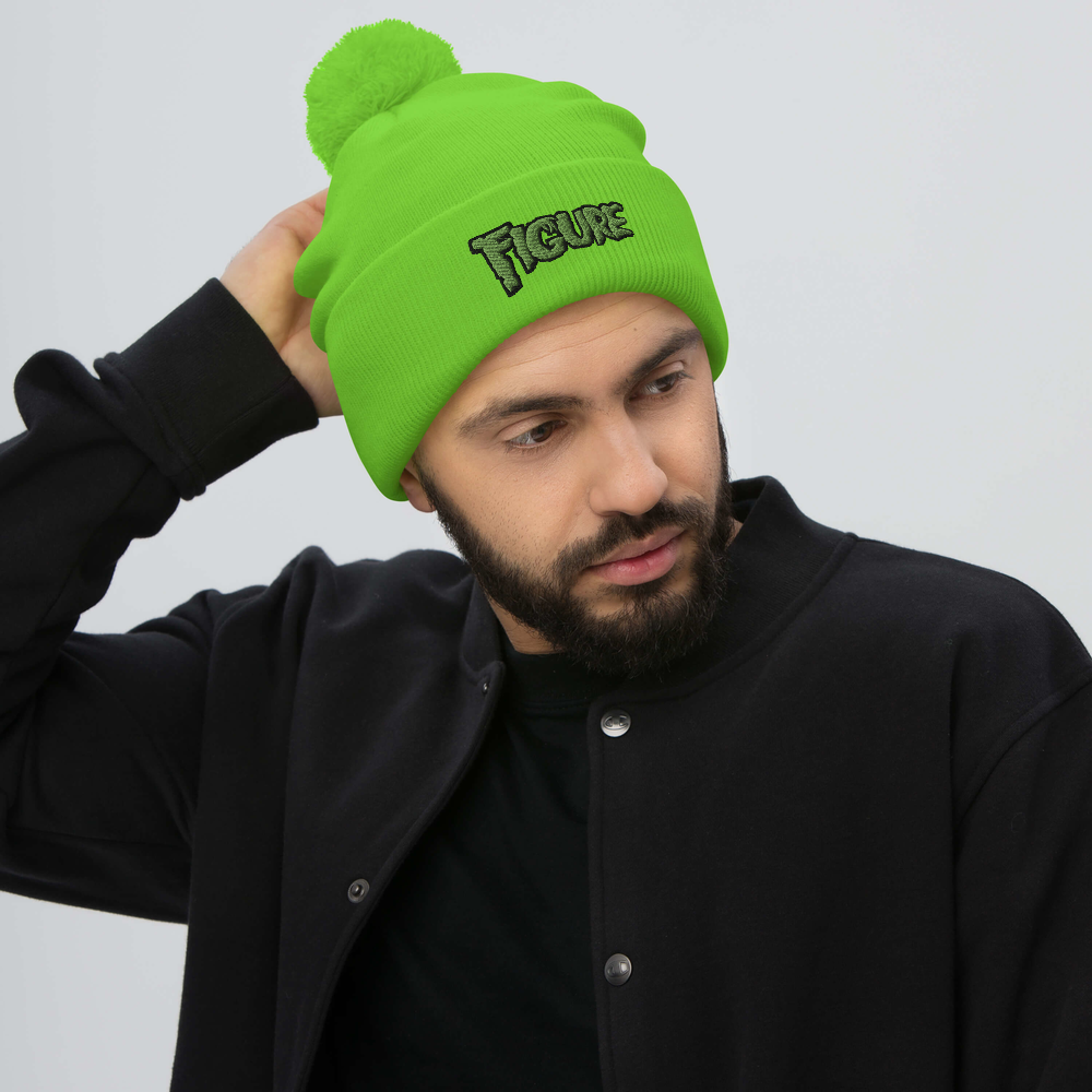 Figure Logo Slime Green Pom-Pom Beanie – FigureMerch
